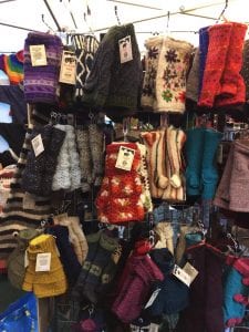 Woolly accessories in an outdoor Christmas Market in Harrogate